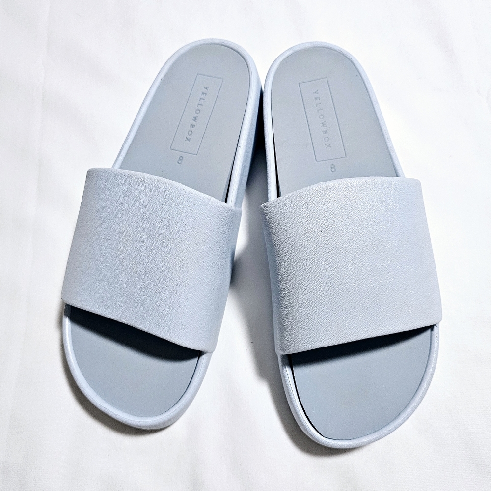 Yellow Box Torrey Baby Blue Slide NWOT